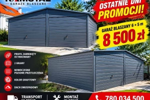 Garaż Blaszany 6x5 antracytowy 1szt W okazyjnej Cenie dostępna